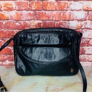 Vintage Y2K Hunt Club Soft Black Leather Crossbody Bag